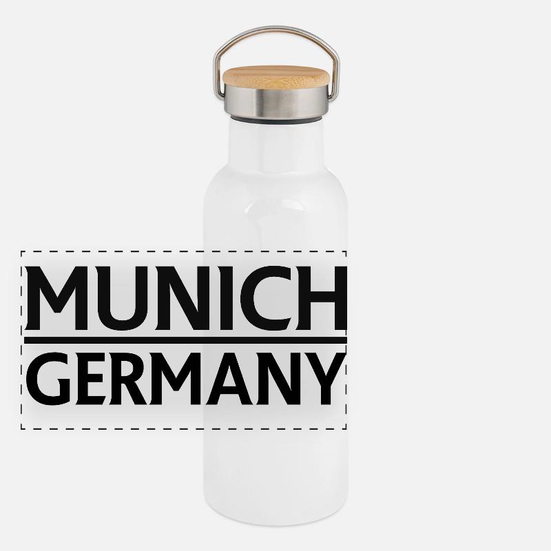 München – Deutschland Textdesign Panorama Thermosflasche mit Bambusdeckel
