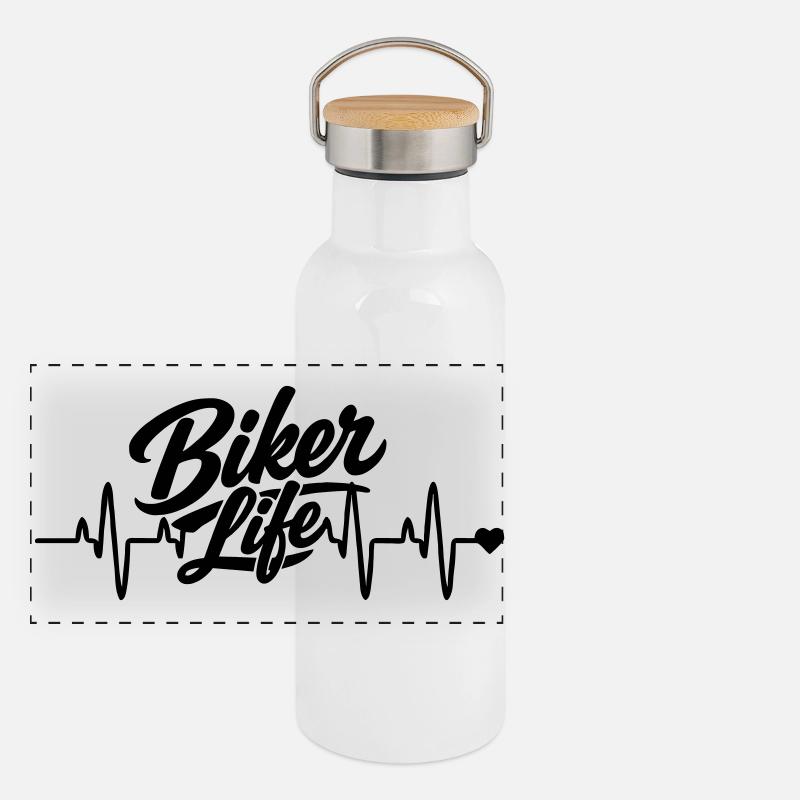 Biker Life Panorama Thermosflasche mit Bambusdeckel