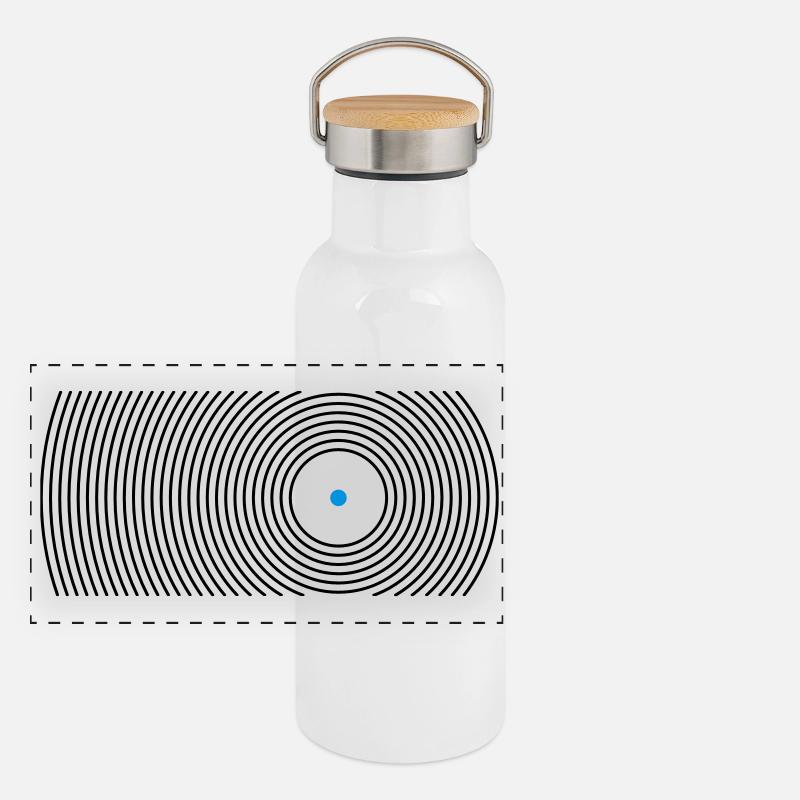 schallplatte Panorama Thermosflasche mit Bambusdeckel