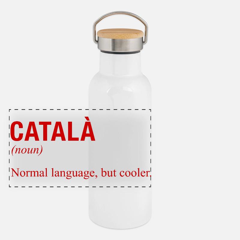 CATALAN Language Katalanisch Katalanische Sprache Panorama Thermosflasche mit Bambusdeckel
