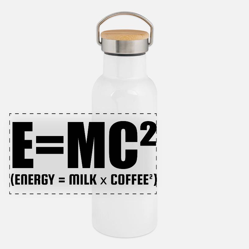 E=MC² (ENERGIE = MILCH x KAFFEE²) Panorama Thermosflasche mit Bambusdeckel