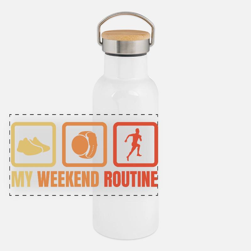 Routine du week-end des coureurs Gourde isotherme avec bouchon en bambou