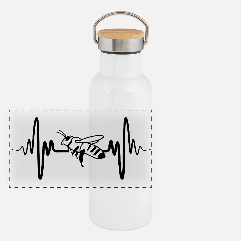 Abeille Gourde isotherme avec bouchon en bambou