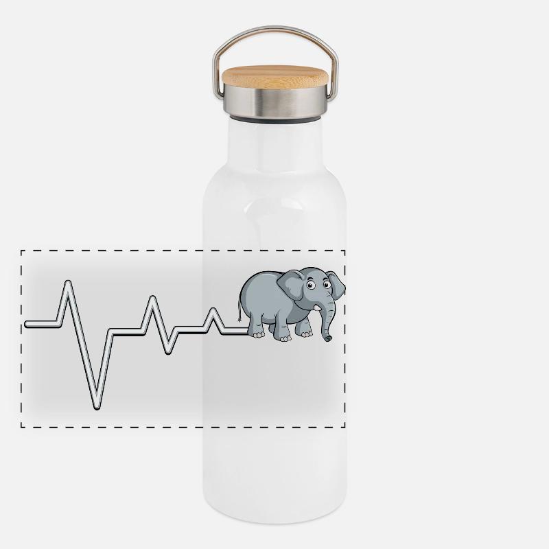 Elefant Pulse T-Shirt Panorama Thermosflasche mit Bambusdeckel