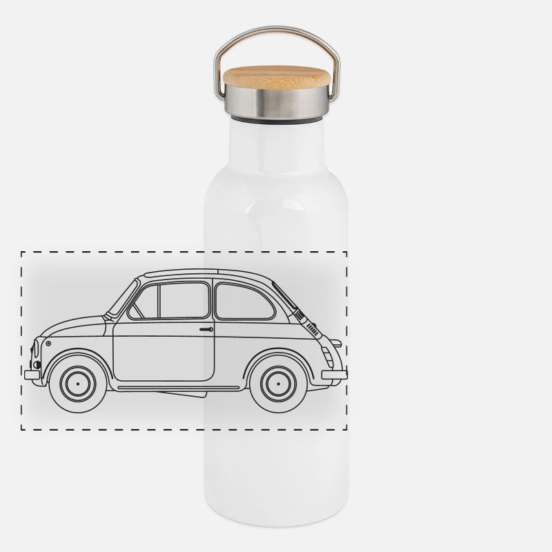 Melone, Stier, ikonischer italienischer Oldtimer Panorama Thermosflasche mit Bambusdeckel