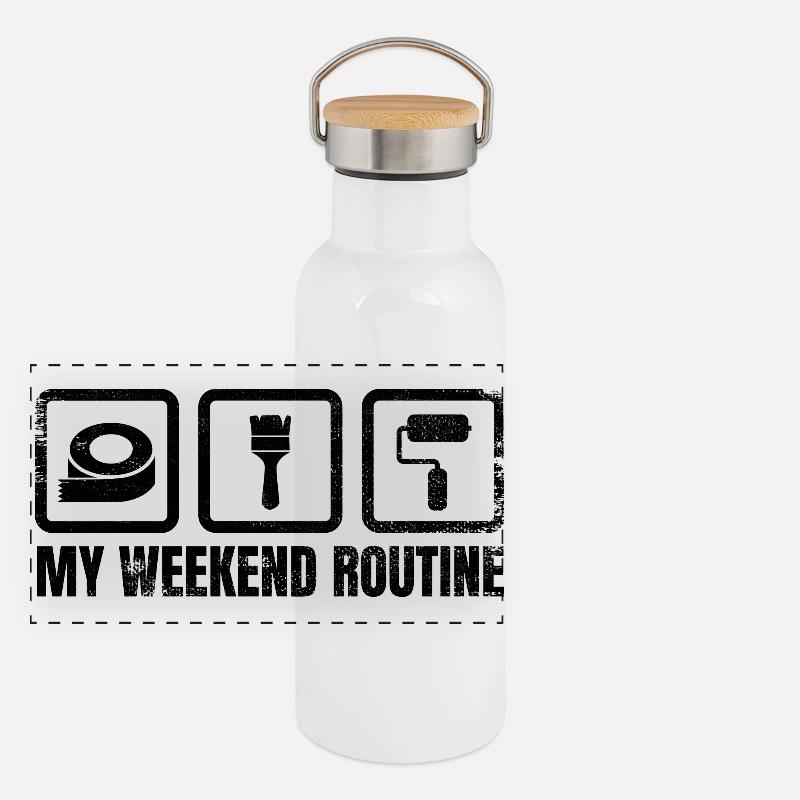 Routine du week-end du peintre Gourde isotherme avec bouchon en bambou