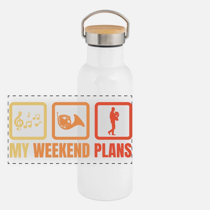 Waldhornist Wochenendroutine Panorama Thermosflasche mit Bambusdeckel