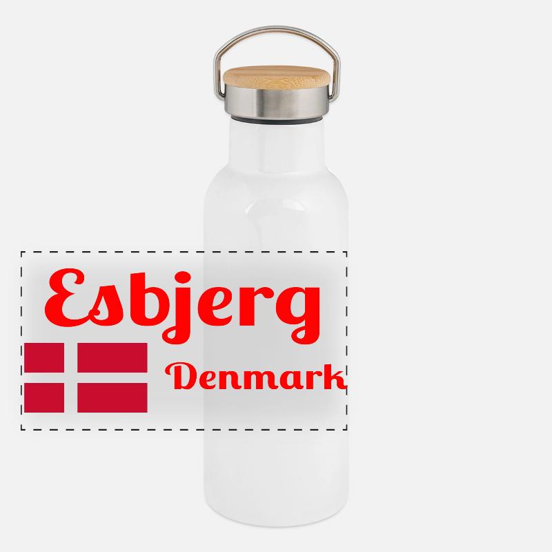 Esbjerg, Danemark - Imprimés élégants Gourde isotherme avec bouchon en bambou
