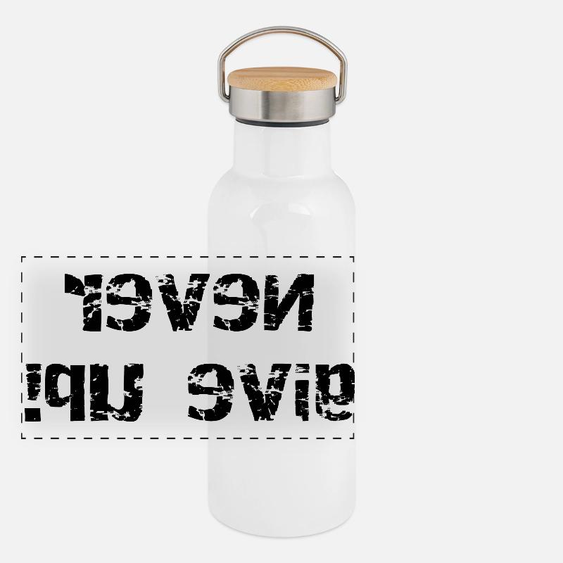 Never give up - mirrored Panoramic Thermal Bottle with Bamboo Lid