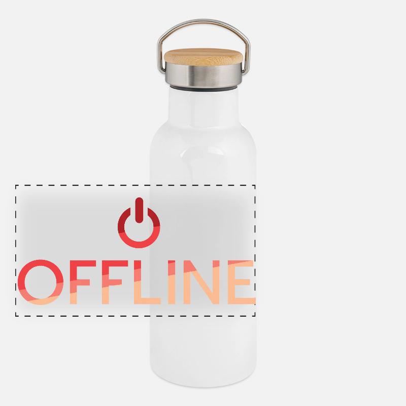 offline lettering - red off button Panoramic Thermal Bottle with Bamboo Lid