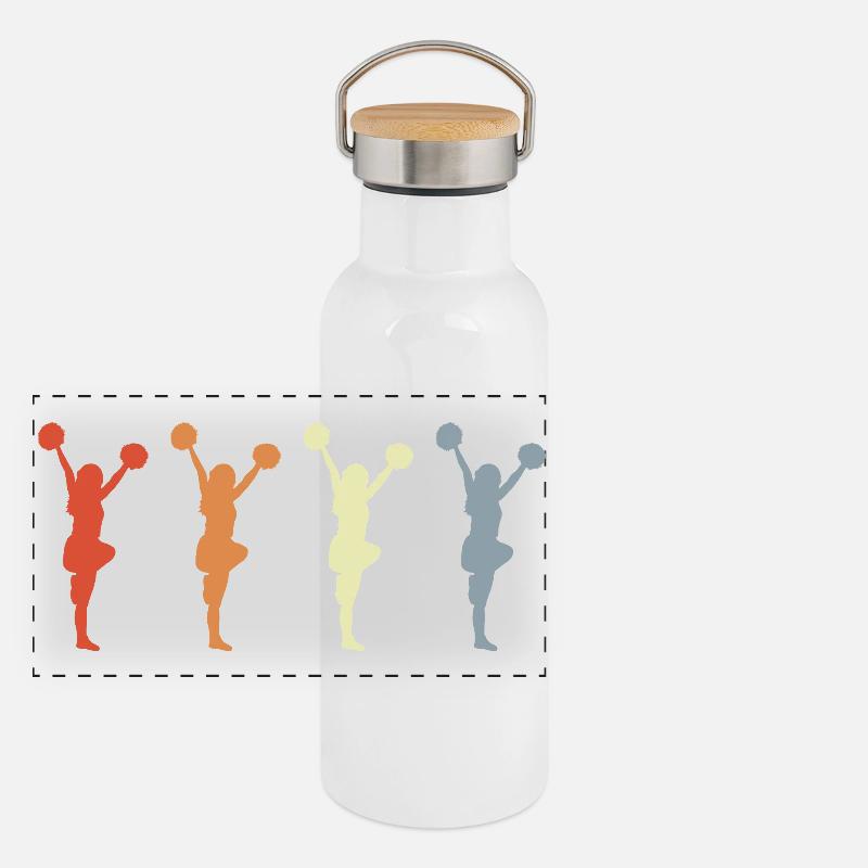 Cheerleader Drawing Panoramic Thermal Bottle with Bamboo Lid