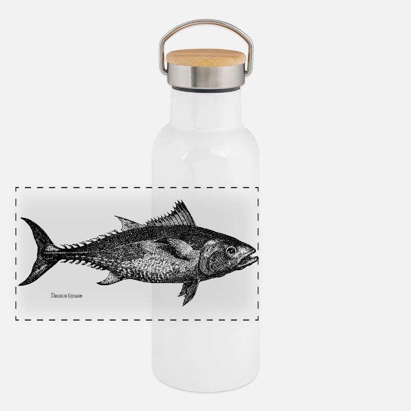 Thunfisch Panorama Thermosflasche mit Bambusdeckel