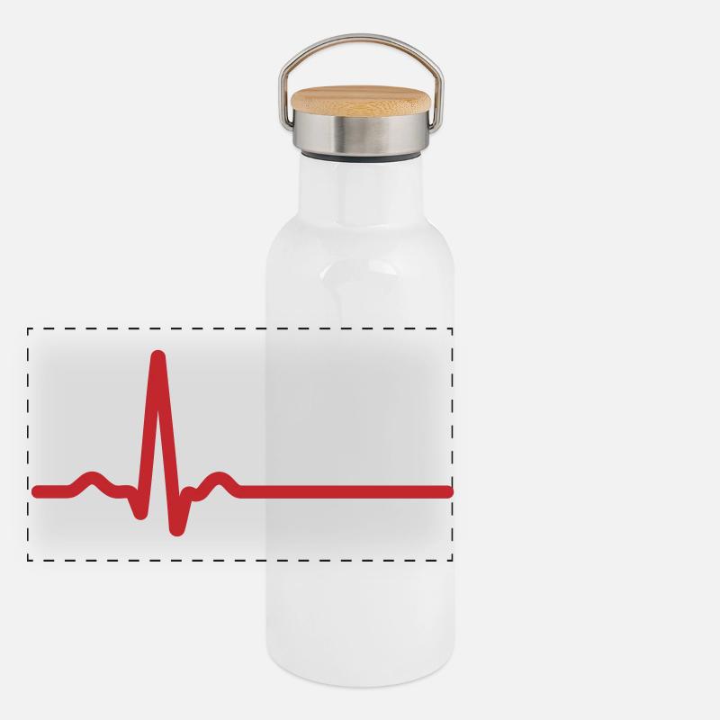 Red Ecg Line Icon  Panoramic Thermal Bottle with Bamboo Lid
