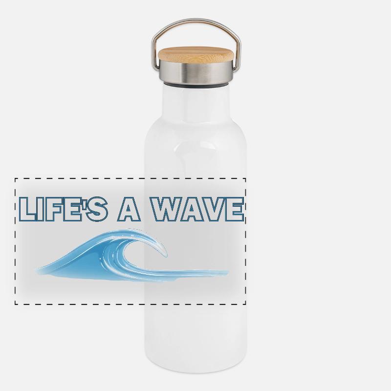 Welle des Lebens Panorama Thermosflasche mit Bambusdeckel
