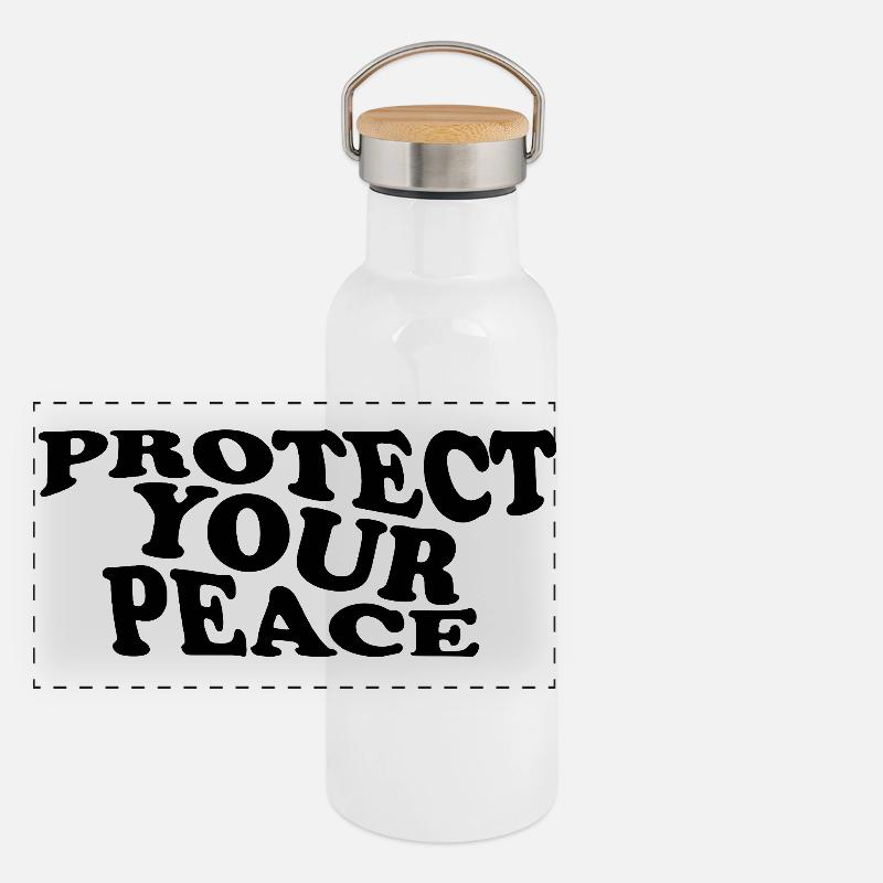 Protect Your Peace – Self Care Statement Design Panorama Thermosflasche mit Bambusdeckel
