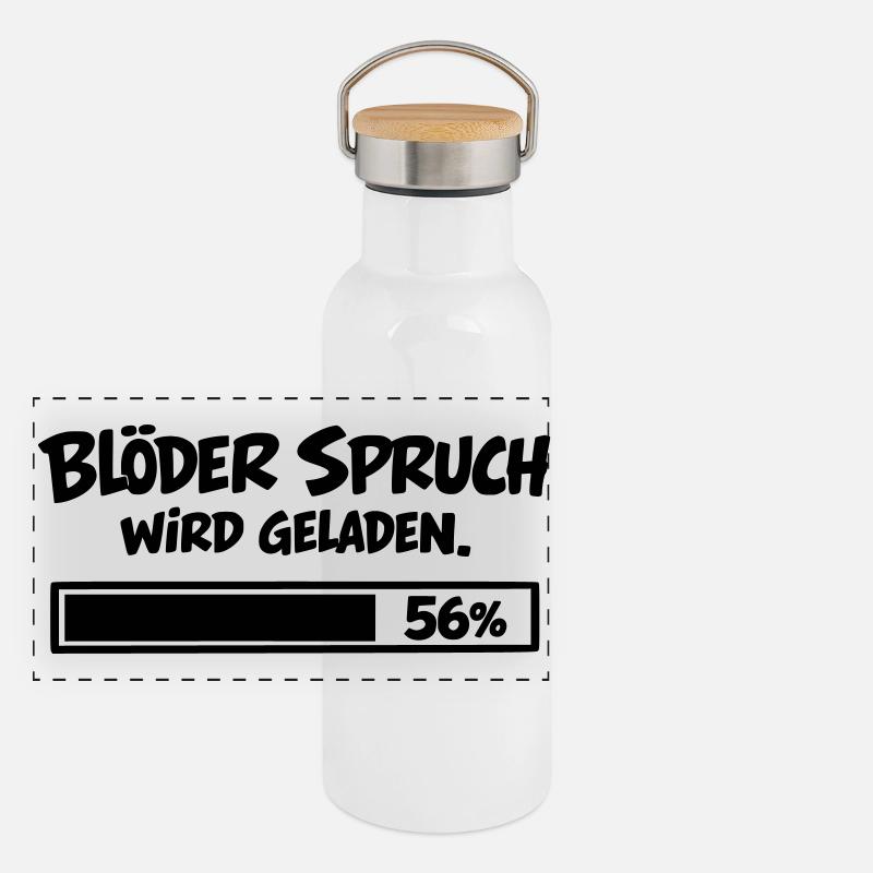 Blöder Spruch wird geladen Panorama Thermosflasche mit Bambusdeckel