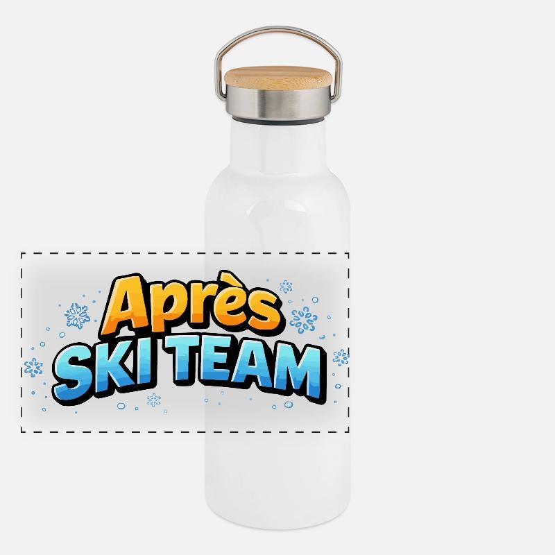 L’équipe de ski APRrès Gourde isotherme avec bouchon en bambou
