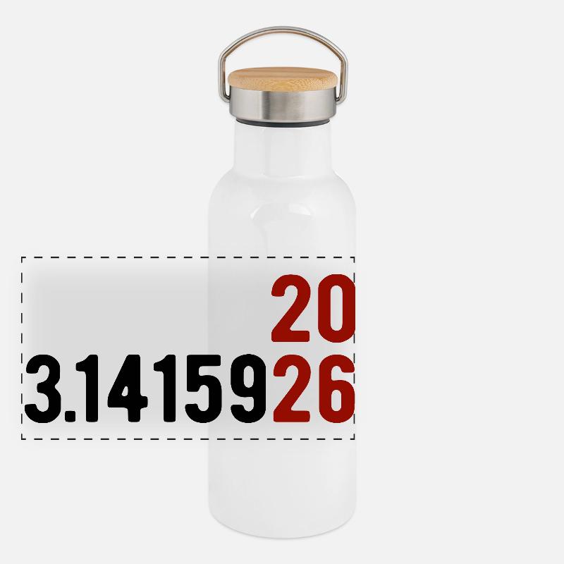 Pi Day 2026 avec le jeu des chiffres | Numéro de district 3.1415 Gourde isotherme avec bouchon en bambou