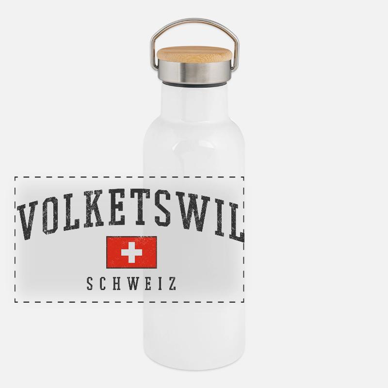 Volketswill drapeau suisse Gourde isotherme avec bouchon en bambou