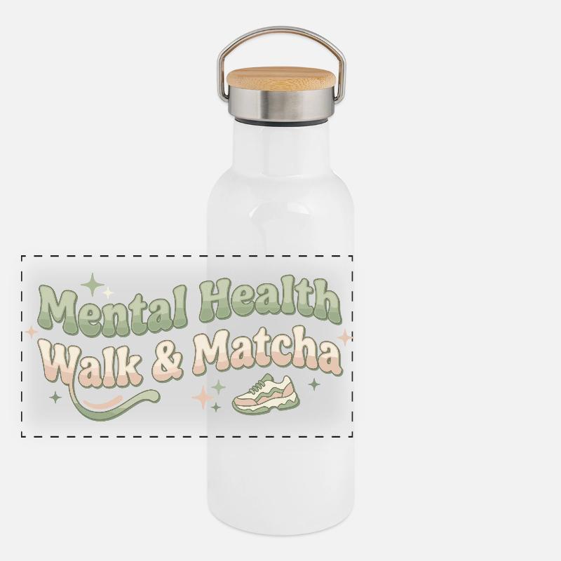 Matcha Walk Tea Walk Tendance Thé vert Gourde isotherme avec bouchon en bambou