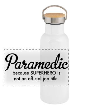 ambulance man - Panoramic Thermal Bottle with Bamboo Lid - white - Front