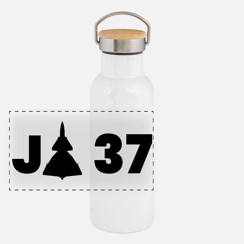 JA 37 Viggen Panorama Thermosflasche mit Bambusdeckel
