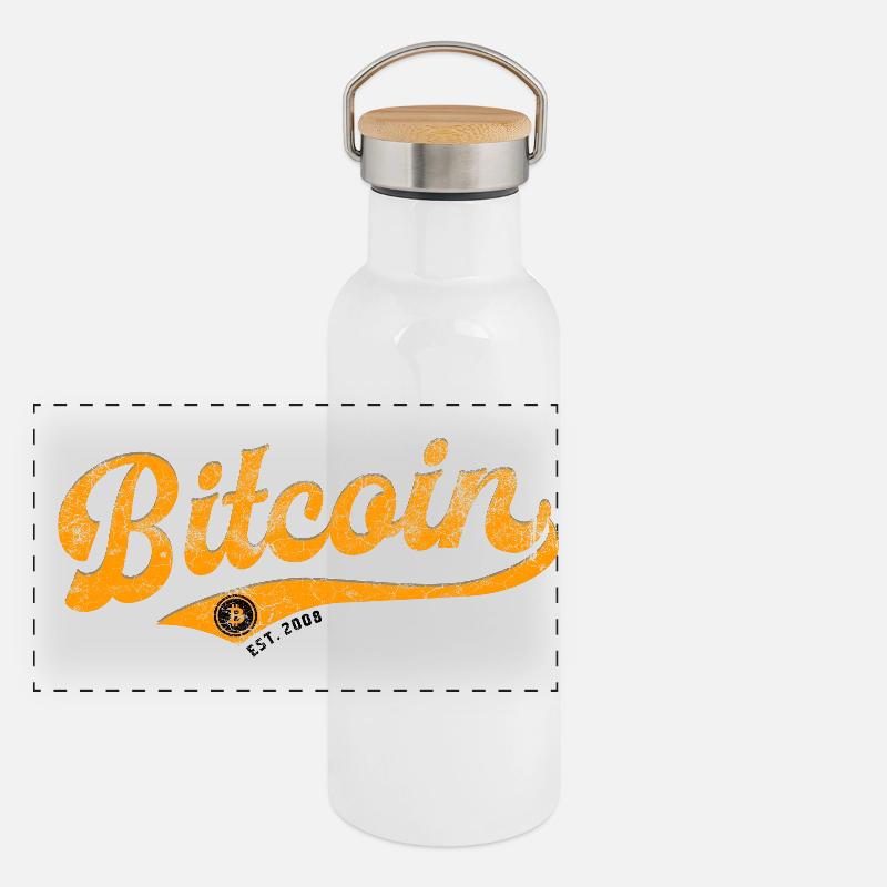 Bitcoin - the future has begun - Est. 2008 Panoramic Thermal Bottle with Bamboo Lid