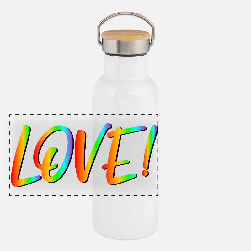 LGBTQ LIEBE Panorama Thermosflasche mit Bambusdeckel