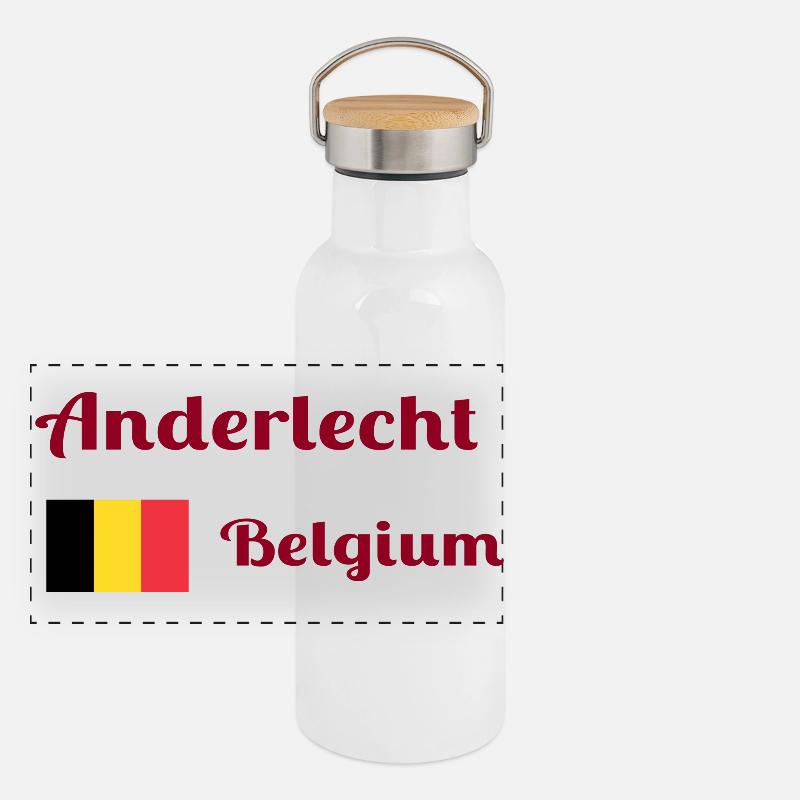 Anderlecht Belgien - Stilvolle Drucke - Panorama Thermosflasche mit Bambusdeckel - Weiß
