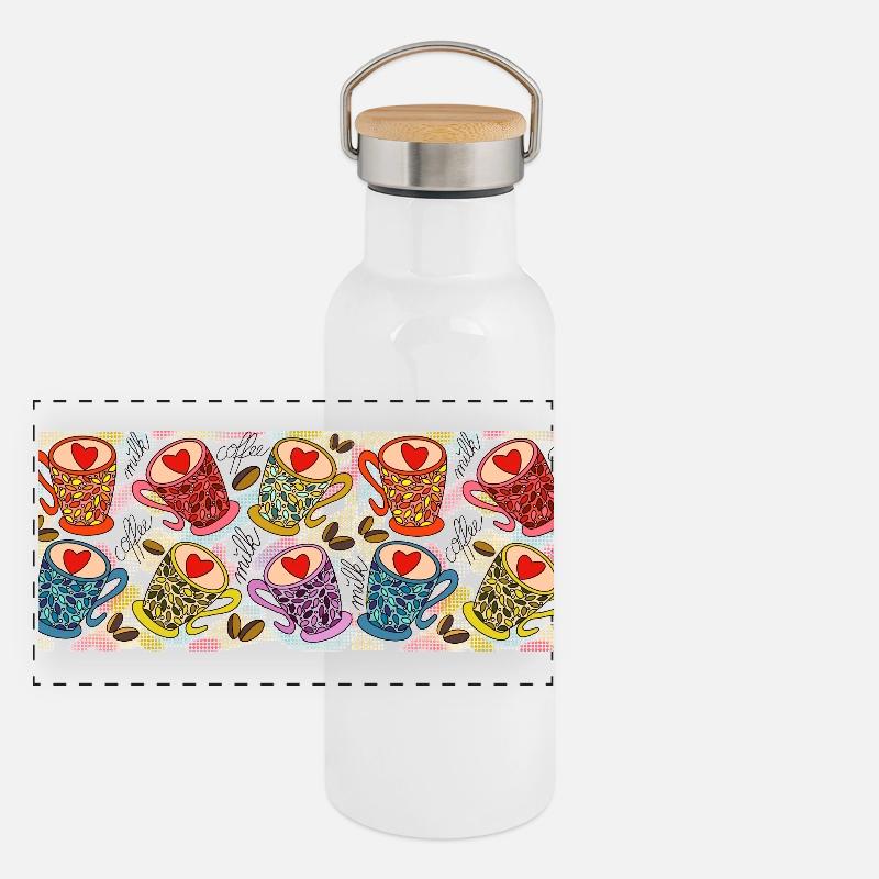 Tasse à café préférée café et lait coloré Gourde isotherme avec bouchon en bambou