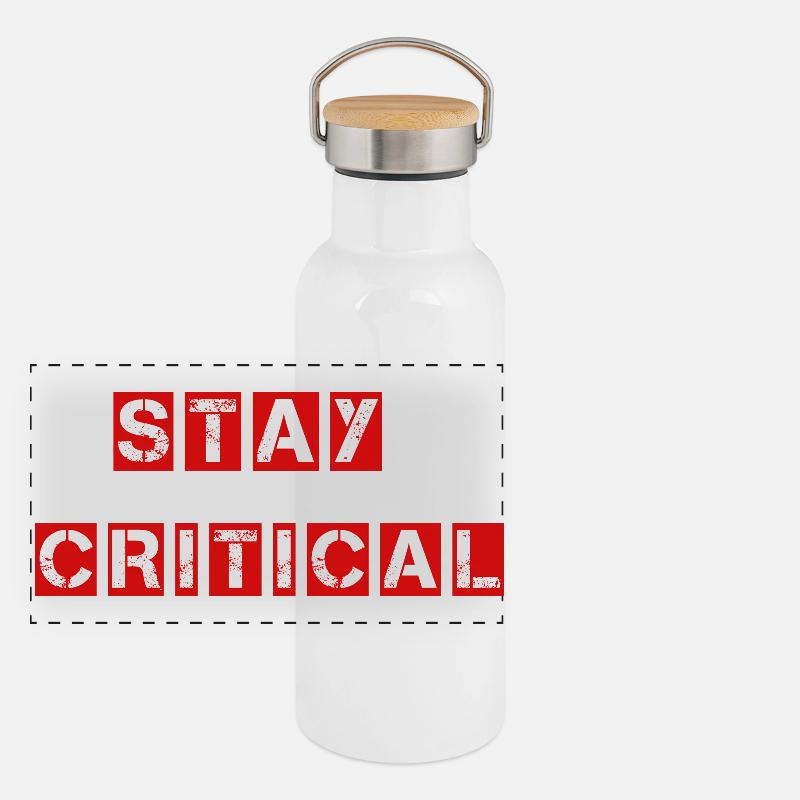 Stay Critical Shirt - Question Everything Panoramic Thermal Bottle with Bamboo Lid