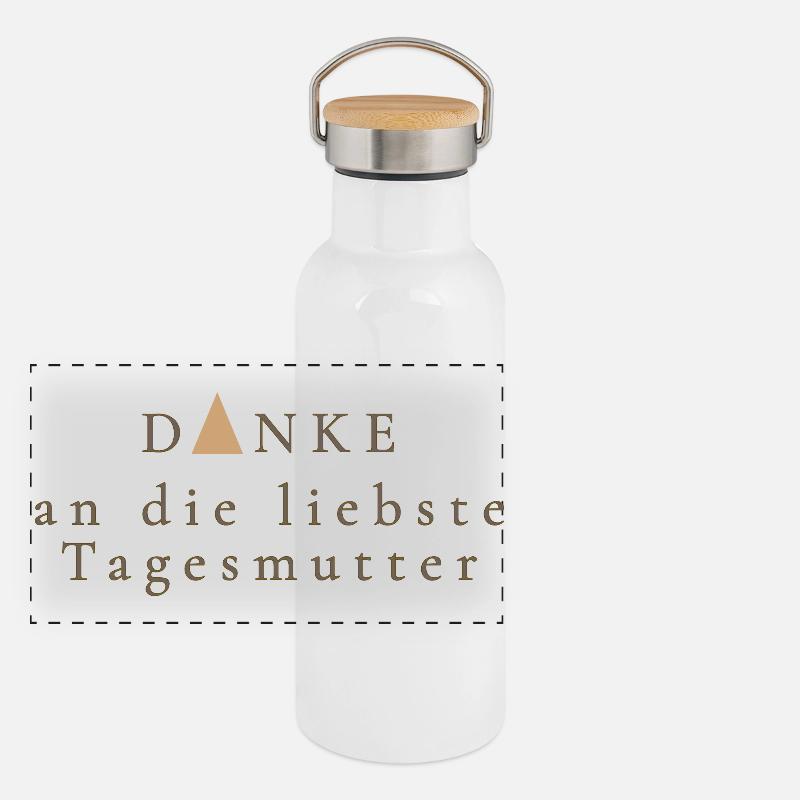 Danke an die liebste Tagesmutter – Geschenk Idee - Panorama Thermosflasche mit Bambusdeckel - Weiß