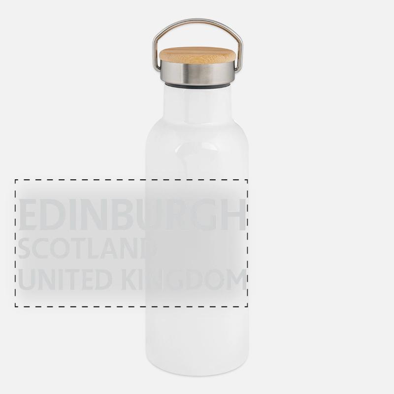 Edinburgh – Schottland Textdesign Panorama Thermosflasche mit Bambusdeckel