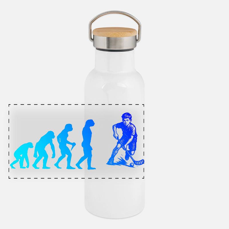 Conception de floorball pleine de caractère - Gourde isotherme avec bouchon en bambou - blanc