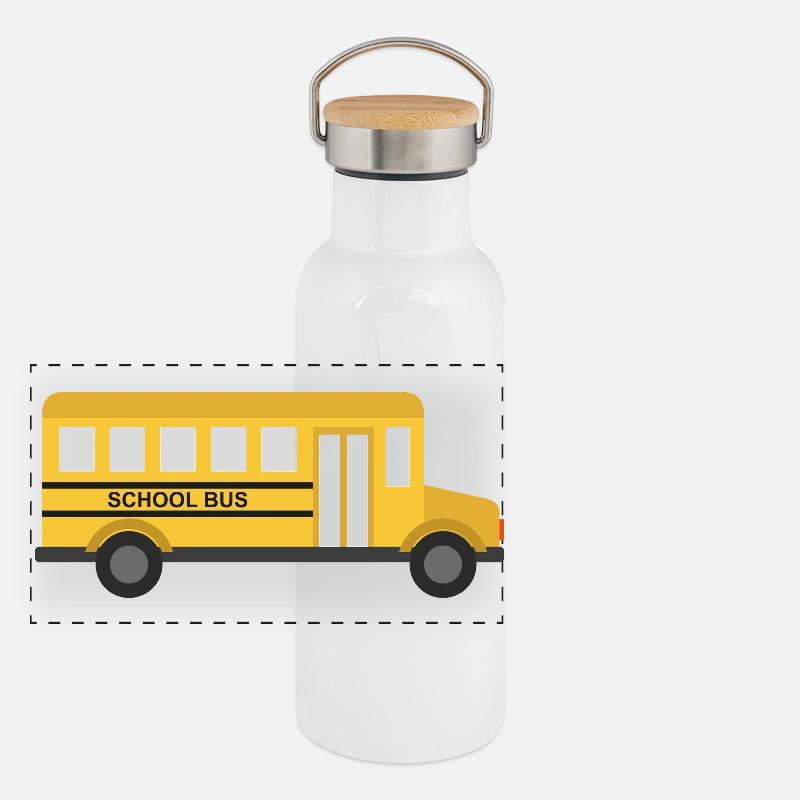 Schulbus Panorama Thermosflasche mit Bambusdeckel