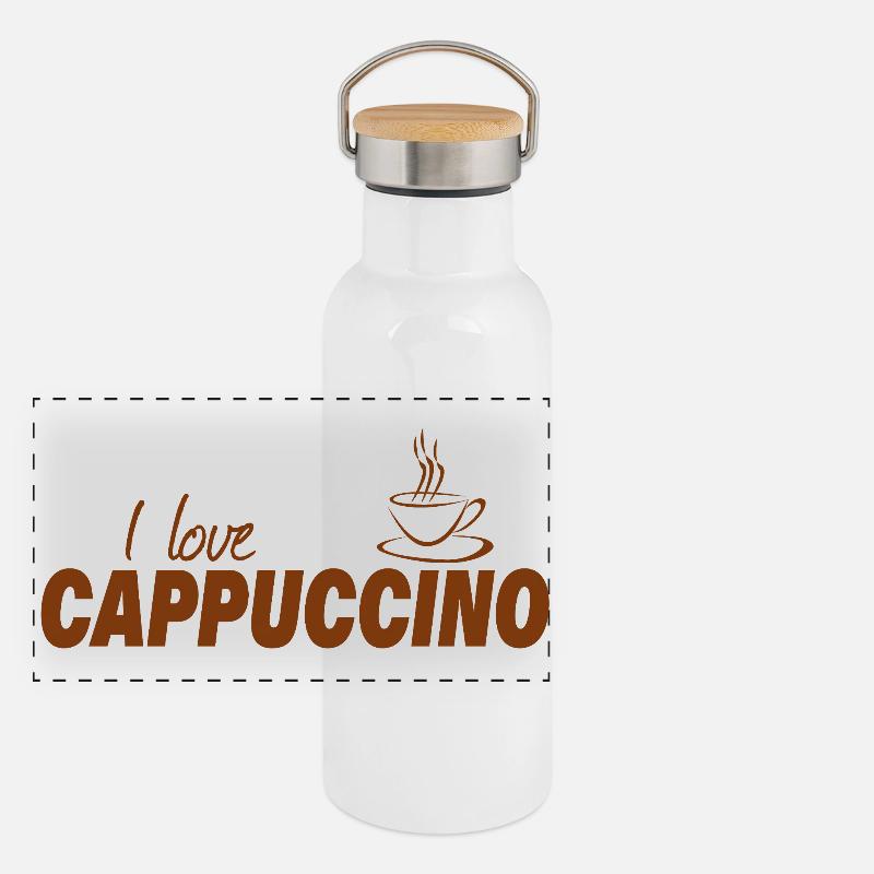 J’ADORE LE CAPPUCCINO Gourde isotherme avec bouchon en bambou