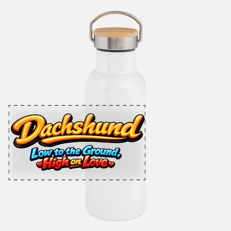 Teckel : Terrain bas, amour élevé Gourde isotherme avec bouchon en bambou