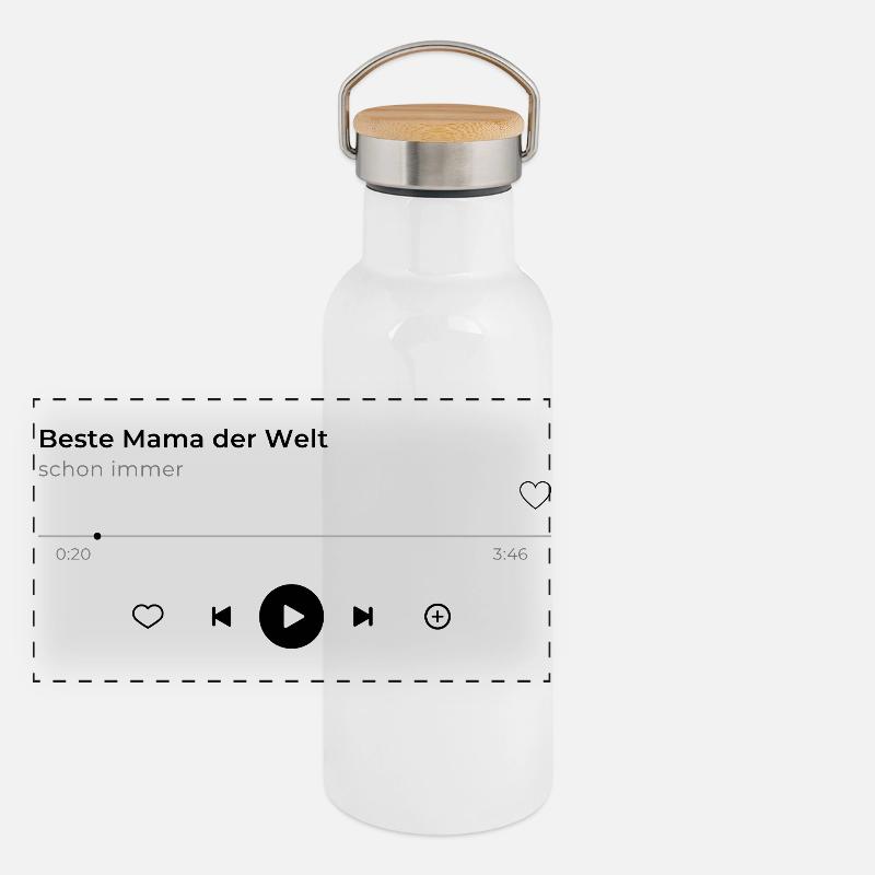 Mama Geschenk Personalisiert Foto Muttertag Panorama Thermosflasche mit Bambusdeckel