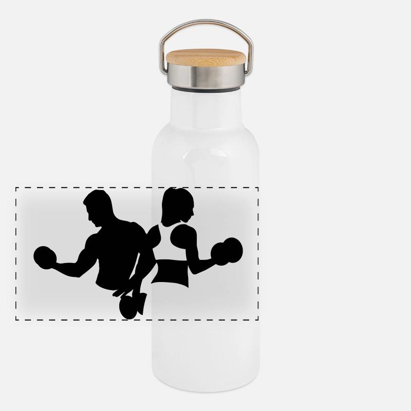 Bodybuilding Panorama Thermosflasche mit Bambusdeckel
