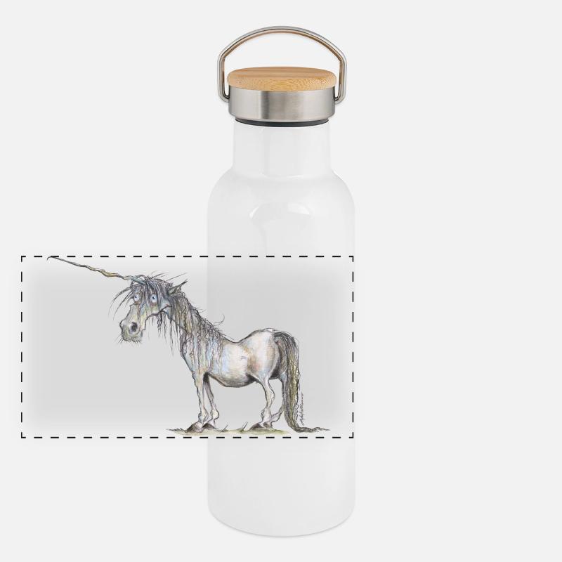 Das letzte Einhorn Panorama Thermosflasche mit Bambusdeckel