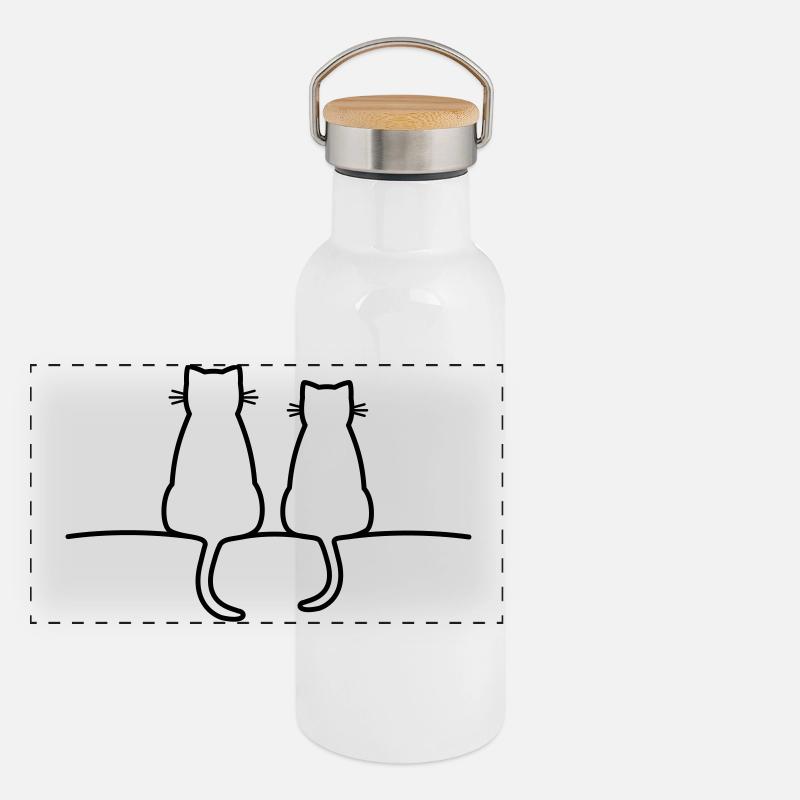 niedliche Katzen Katze Liebe Freundschaft Panorama Thermosflasche mit Bambusdeckel