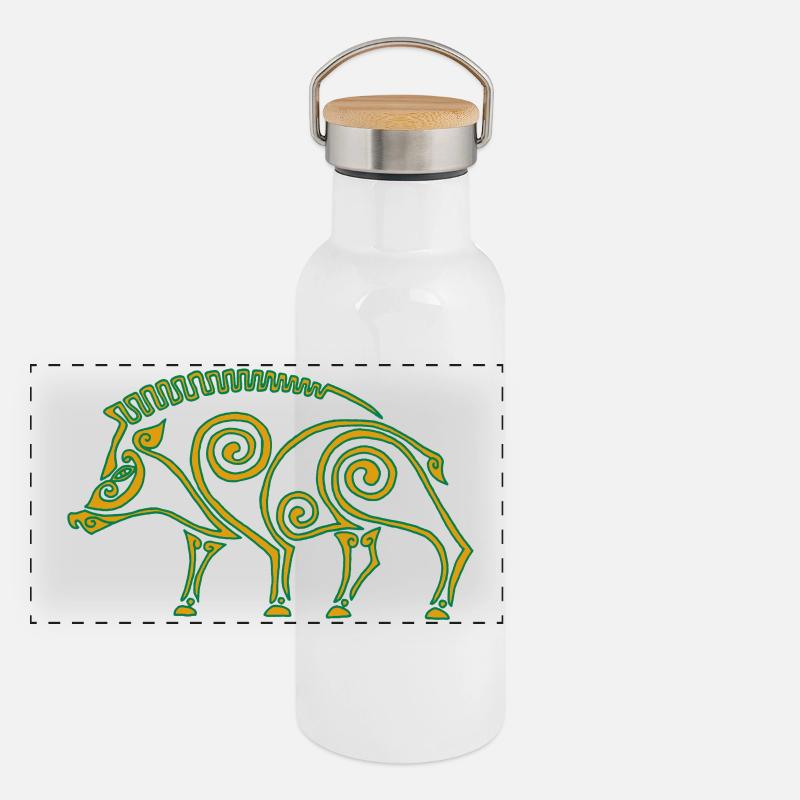 Sanglier celte Gourde isotherme avec bouchon en bambou