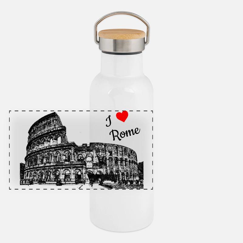 Rom Ich liebe dich Panorama Thermosflasche mit Bambusdeckel
