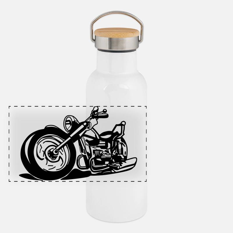 Chopper / motorcykel Termoflaske med bambuslåg