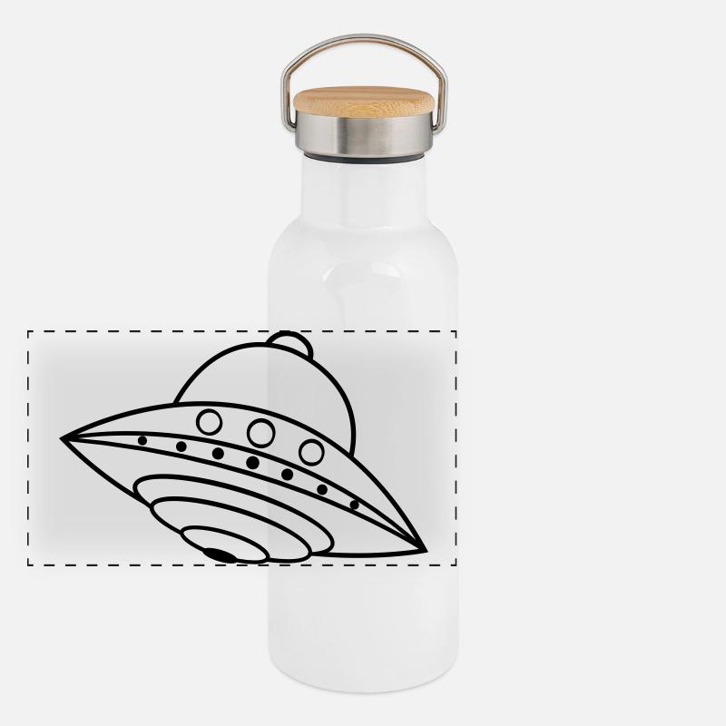 OVNI Alien Ship Space Doodle Gourde isotherme avec bouchon en bambou