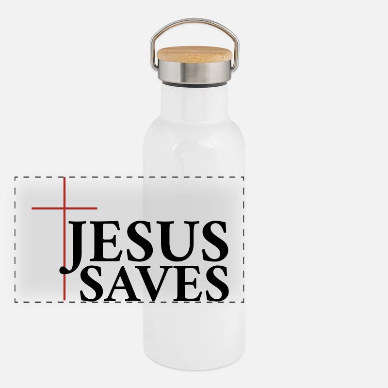 Jesus saves Panoramic Thermal Bottle with Bamboo Lid