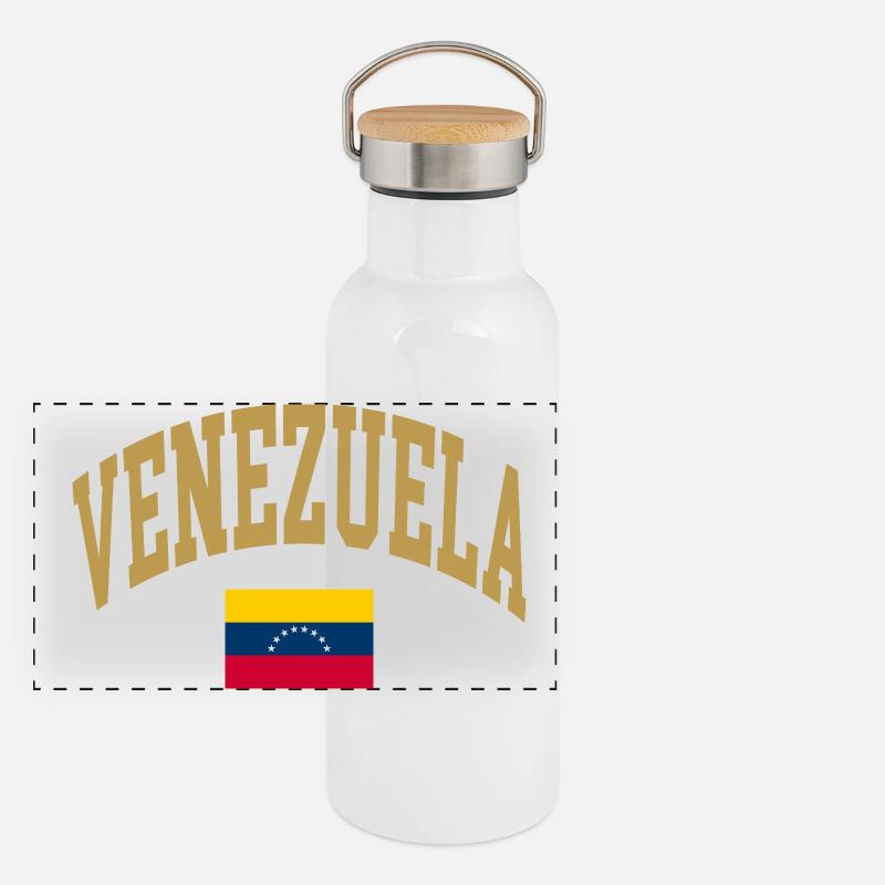Drapeau du Venezuela Gourde isotherme avec bouchon en bambou