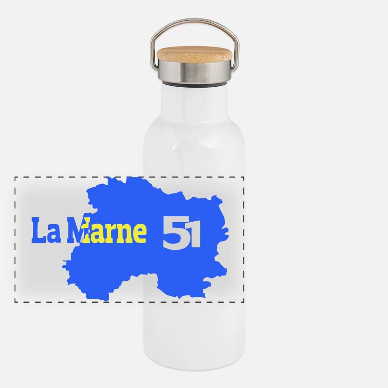 The Marne 51 Departmental Map Panoramic Thermal Bottle with Bamboo Lid
