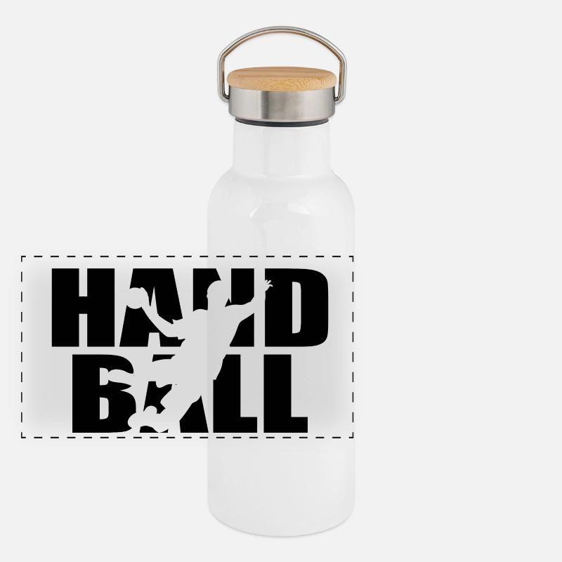 Klassisches Handball Design – Teamgeist & Power Panorama Thermosflasche mit Bambusdeckel