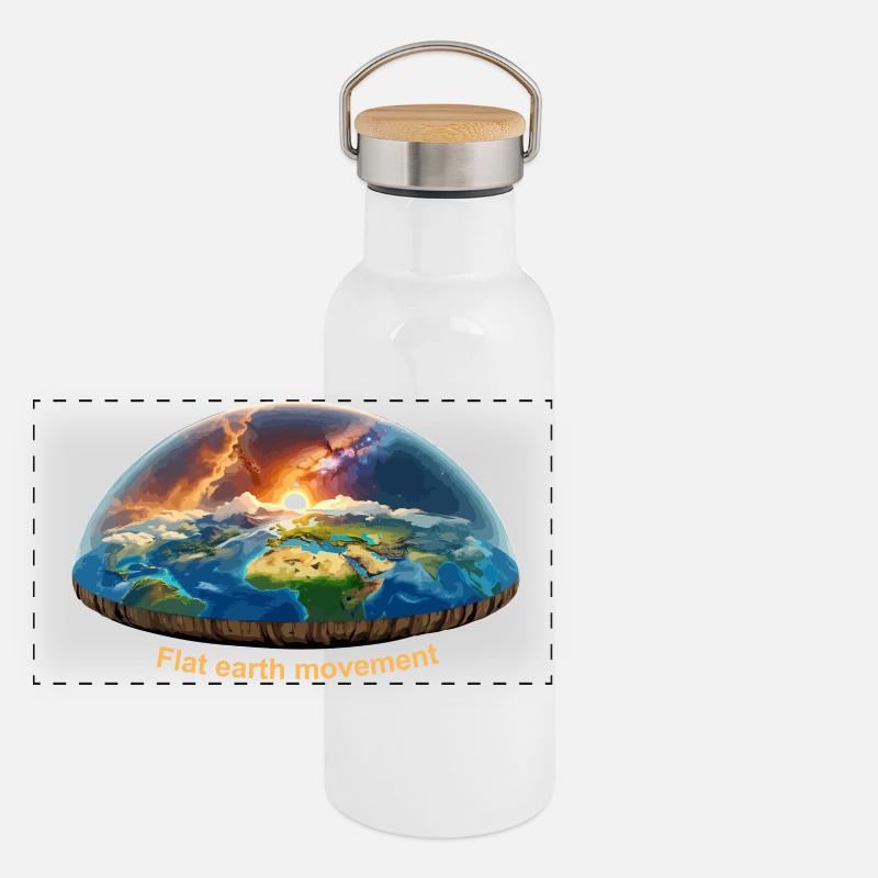 Bewegung der flachen Erde Panorama Thermosflasche mit Bambusdeckel